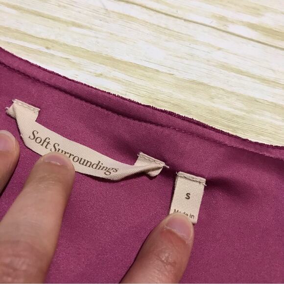 Soft Surroundings Pink Purple Magenta Velvet Button‎ Pleated Jacket Blazer Small - Picture 3 of 3